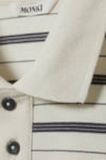 Striped Off-black & White - Striped Relaxed Fit Polo Shirt - 4