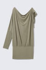Khaki Green - Draped Jersey One-Sleeved Dress - 3