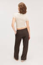 Dark Brown - Low waist wide leg tailored trousers - 2