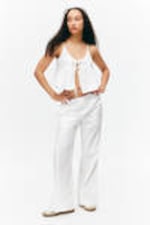 White - Cotton Poplin Tie-Front Pyjama Top - 0