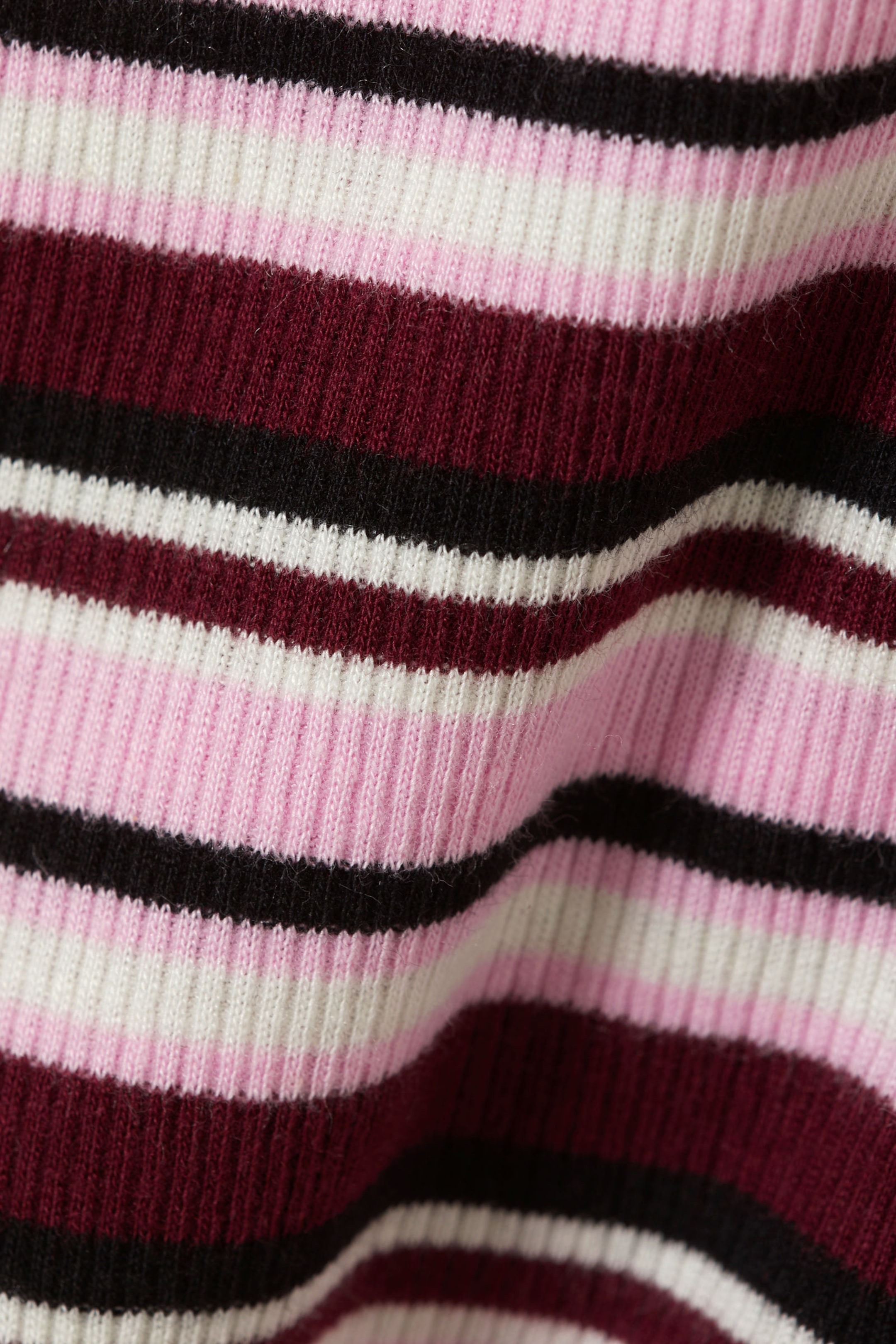 Dark Red & Pink Stripe - Ribbed Mini Henley Top - 5