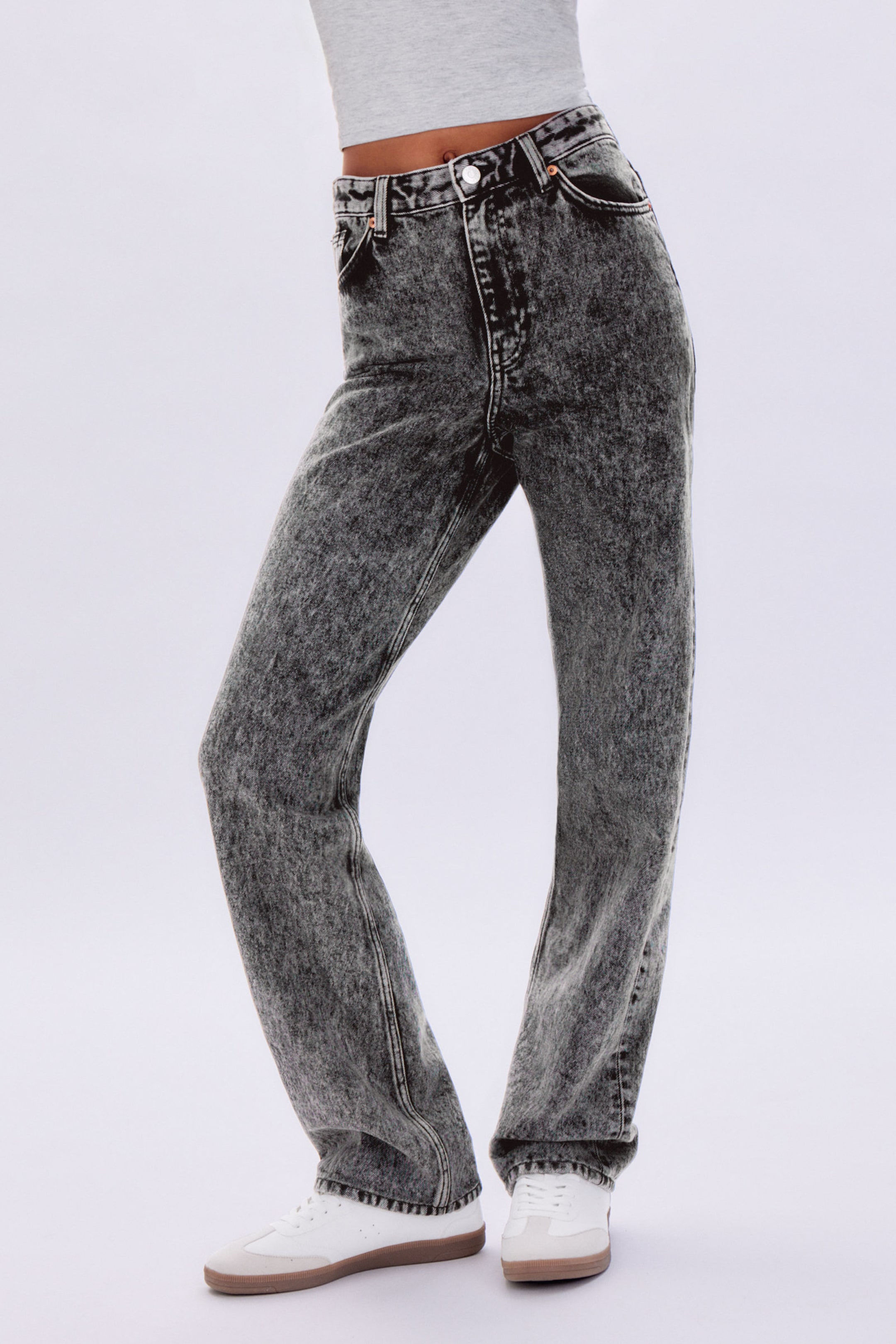 Washed Black - Aimo Mid Straight Jeans - 2