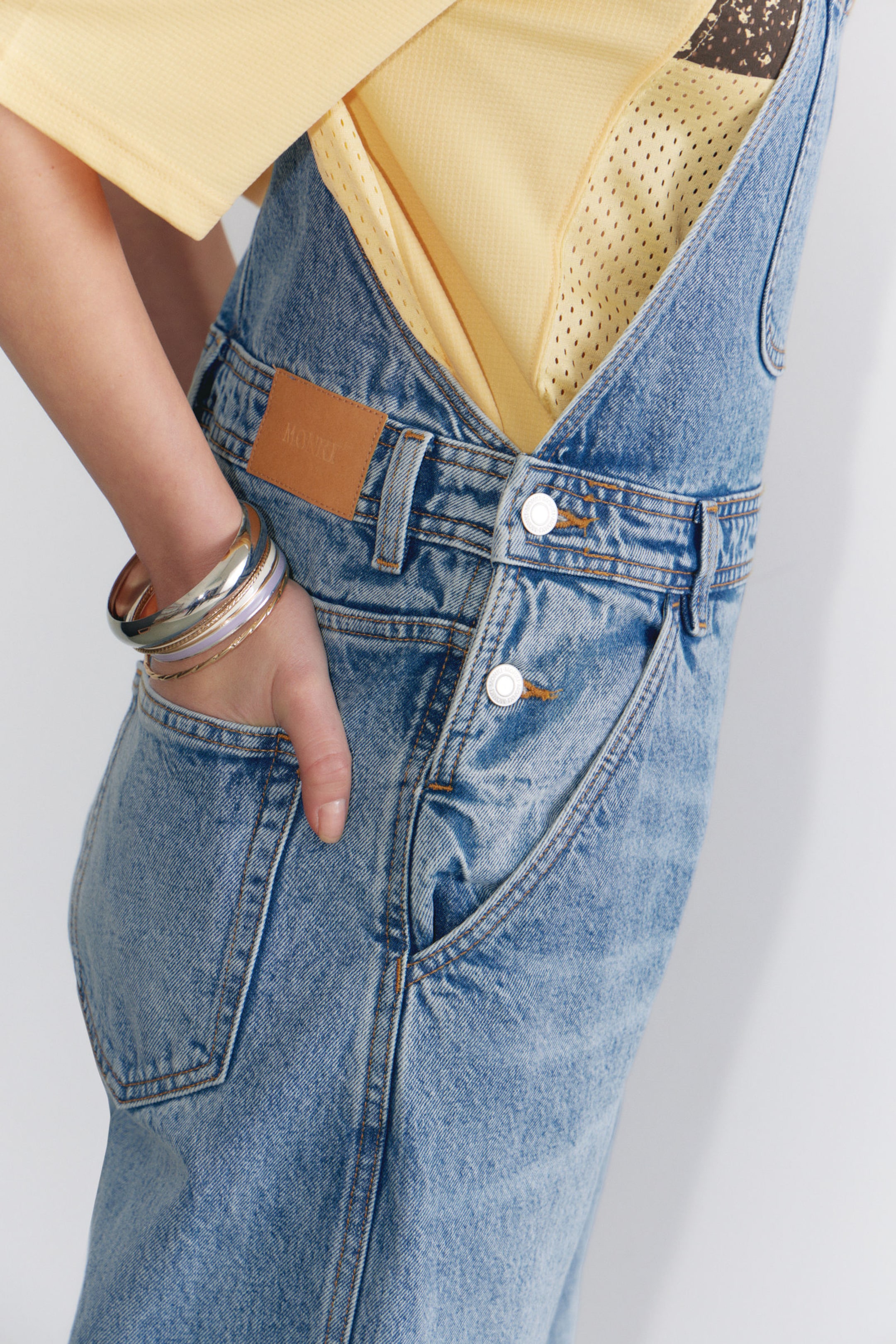 Fresh Blue - Medium Blue - Classic Cotton Denim Dungarees - 2