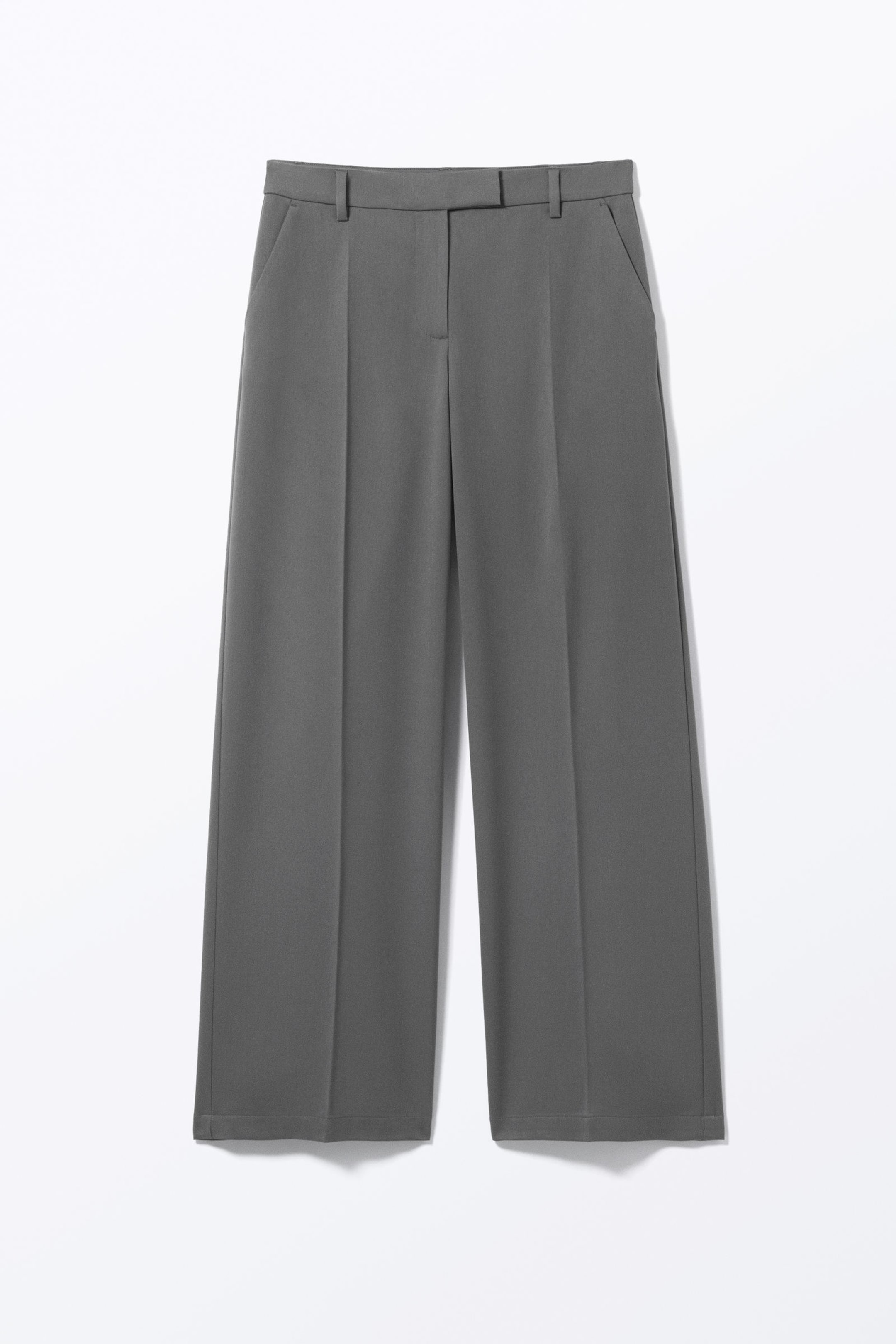 Dark Grey - Low Waisted Pleated Suiting Trousers - 3