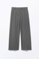 Dark Grey - Low Waisted Pleated Suiting Trousers - 3