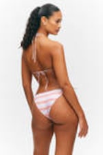 Purple & Red Stripes - Printed Halter Triangle Bikini Top - 2