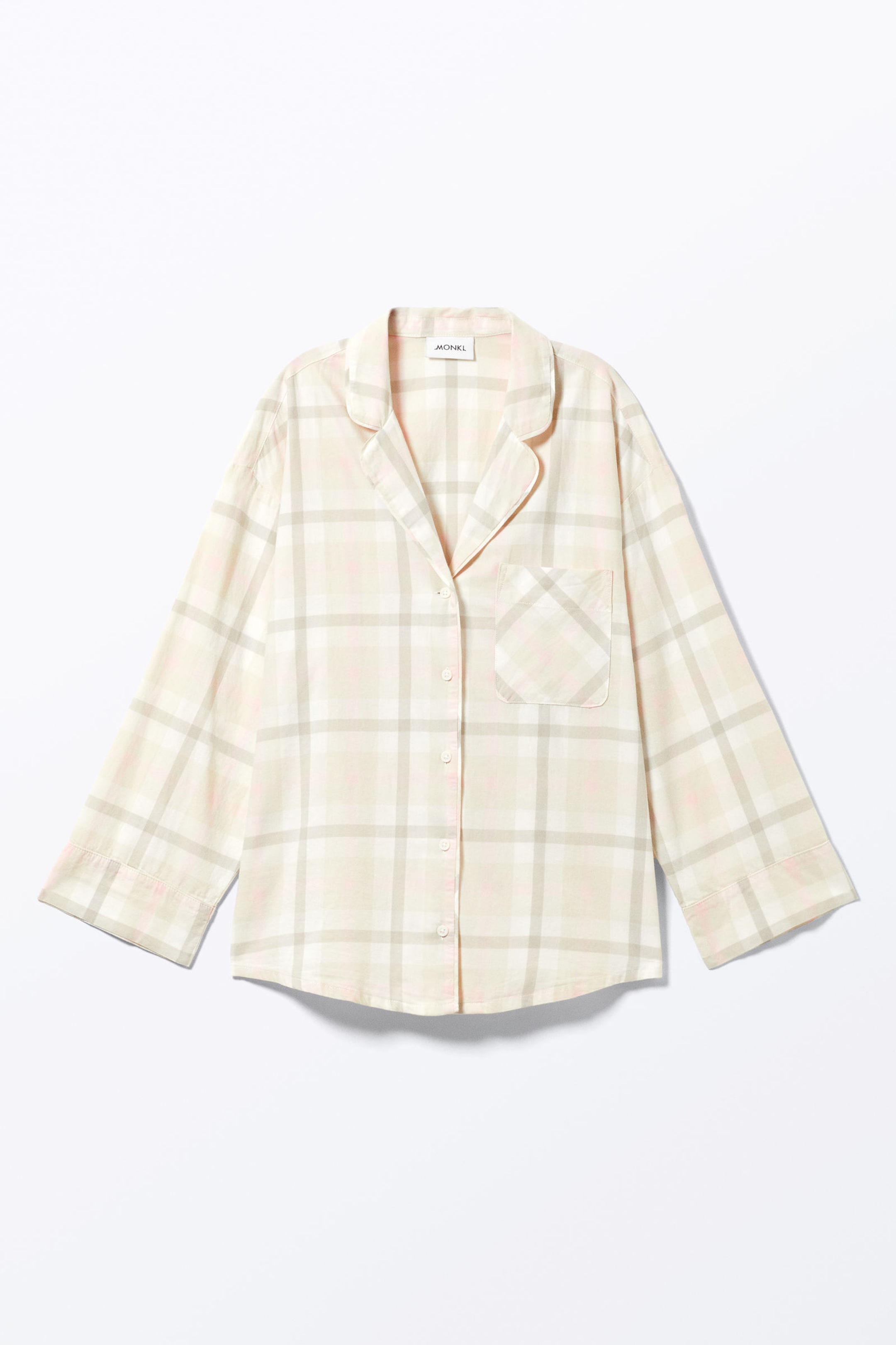 Light Beige Check - Soft Long-Sleeved Flannel Shirt - 3