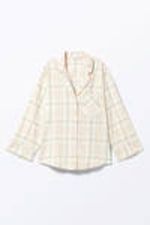 Light Beige Check - Soft Long-Sleeved Flannel Shirt - 3