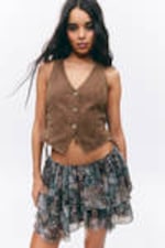 Leopard-Paisly Pattern - Frilled Mini Skirt - 1