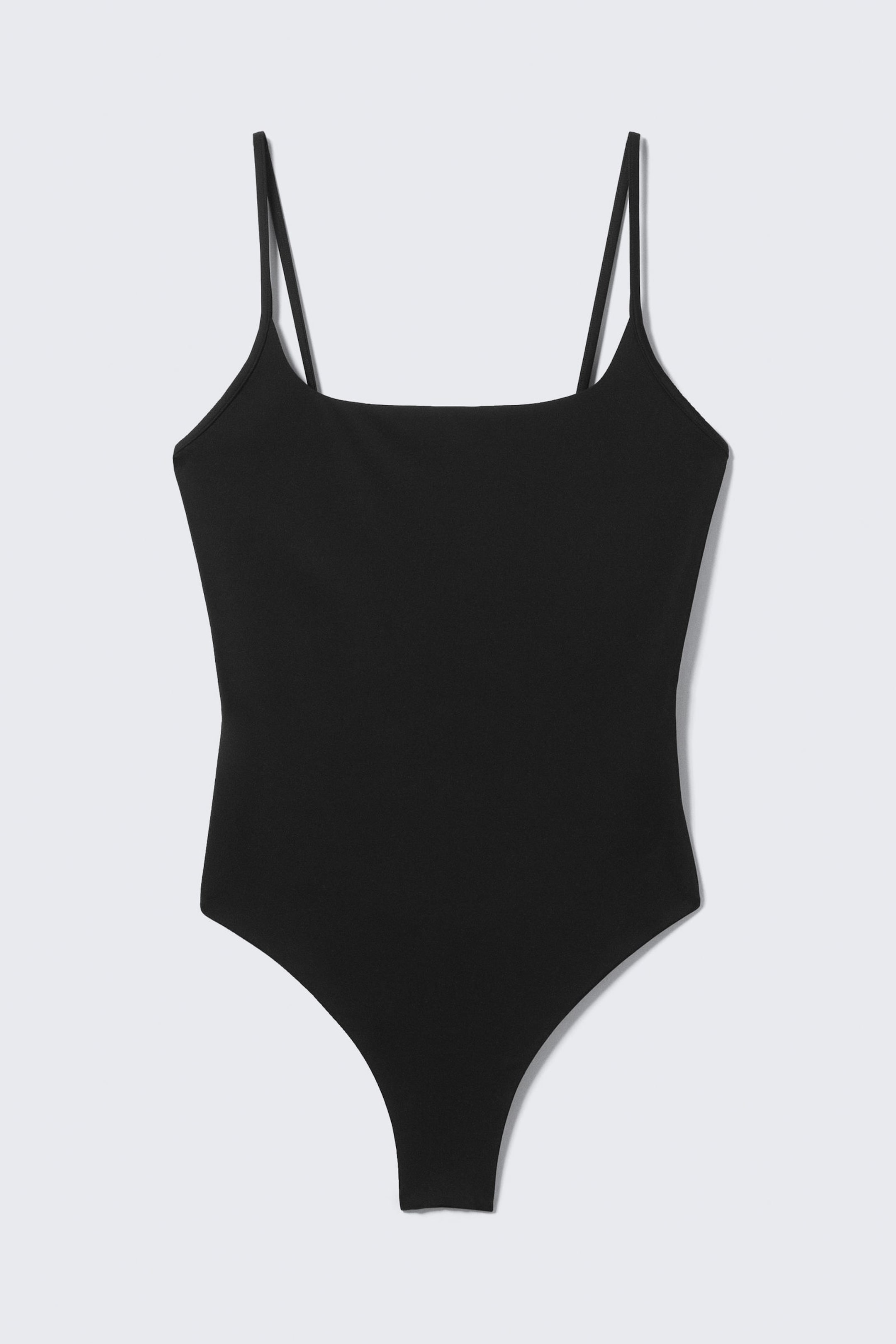 Black - Low Back Scoop Neck Swimsuit - 3