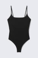 Black - Low Back Scoop Neck Swimsuit - 3