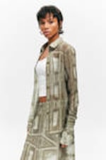 Khaki Green - Baroque Collage - Slim Fit Printed Button-Up Shirt - 2