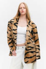 Tiger-striped - Single-Breasted Oversized Tiger Printed Blazer - 1