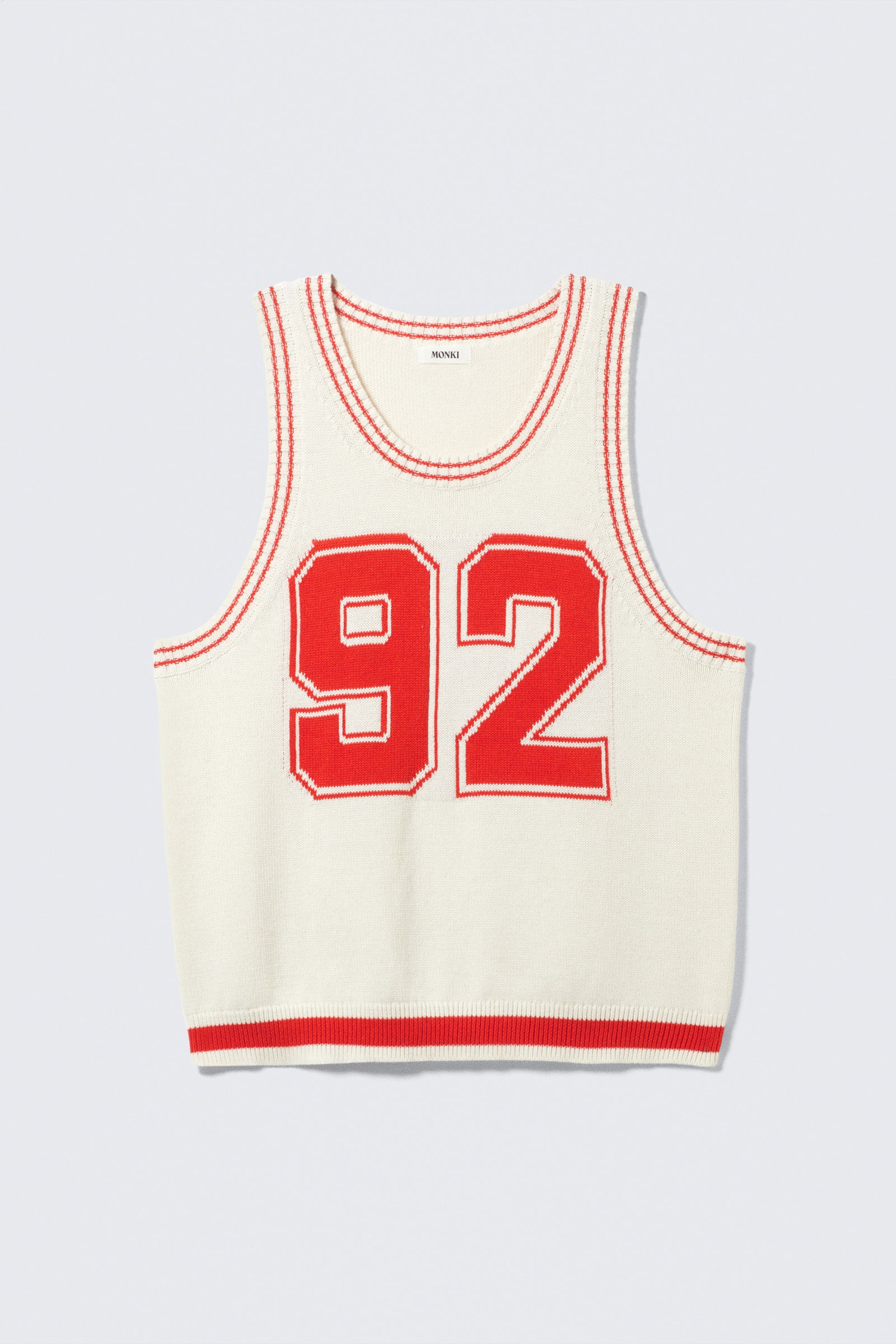 White & Orange - 92 - Varsity Knitted Tank Top - 4