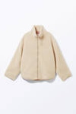 Dusty White - Pink Lining - Loose Fleece Zip Jacket - 4