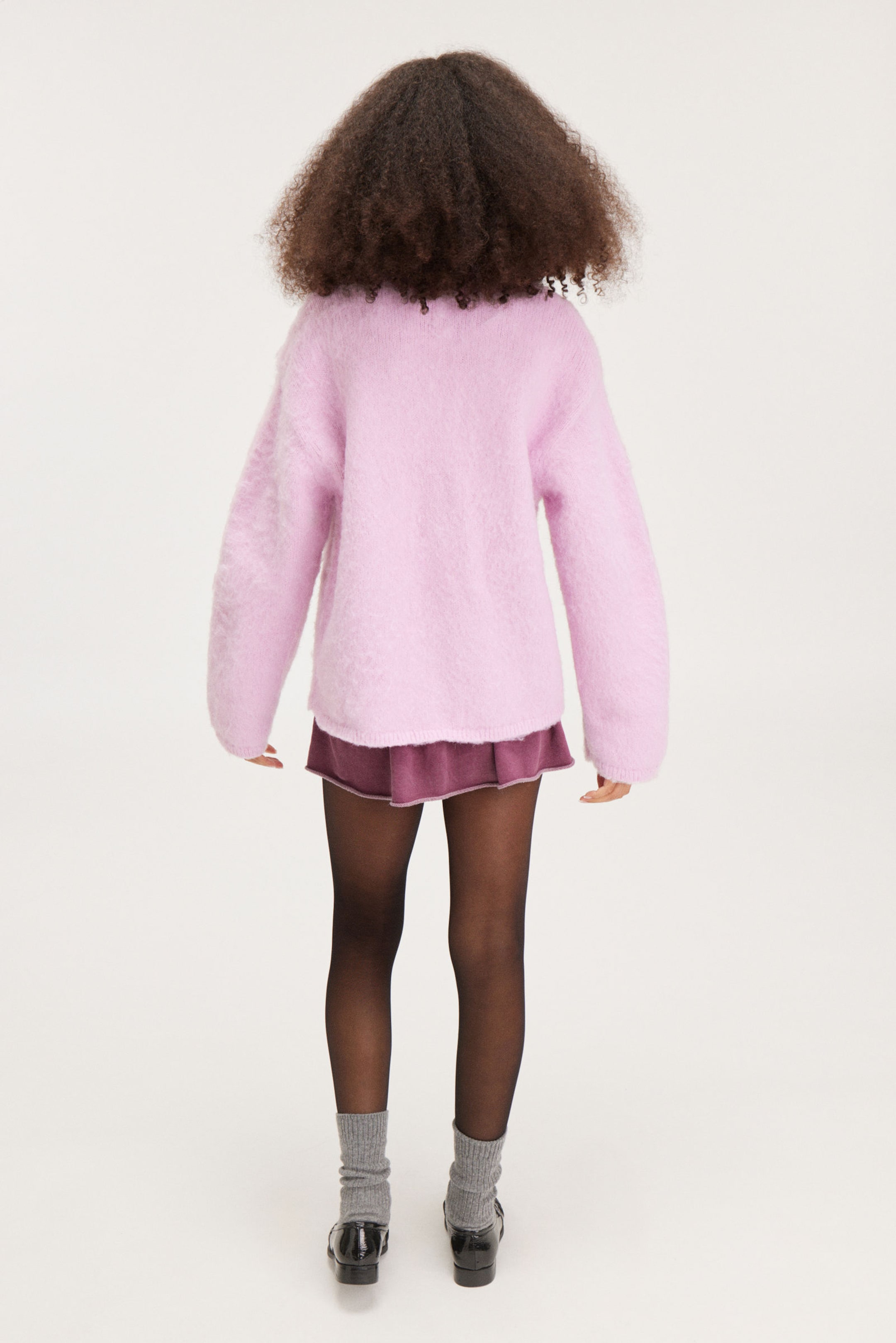 Light Pink - Fluffy knit cardigan - 2