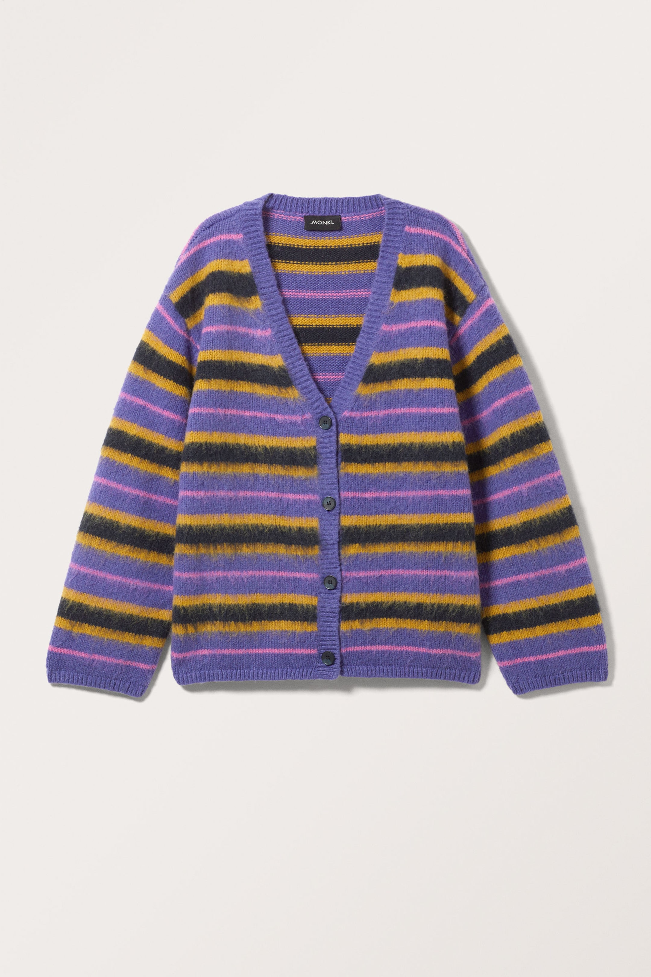 Purple Multi Stripe - Fluffy knit cardigan - 3