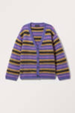 Purple Multi Stripe - Fluffy knit cardigan - 3