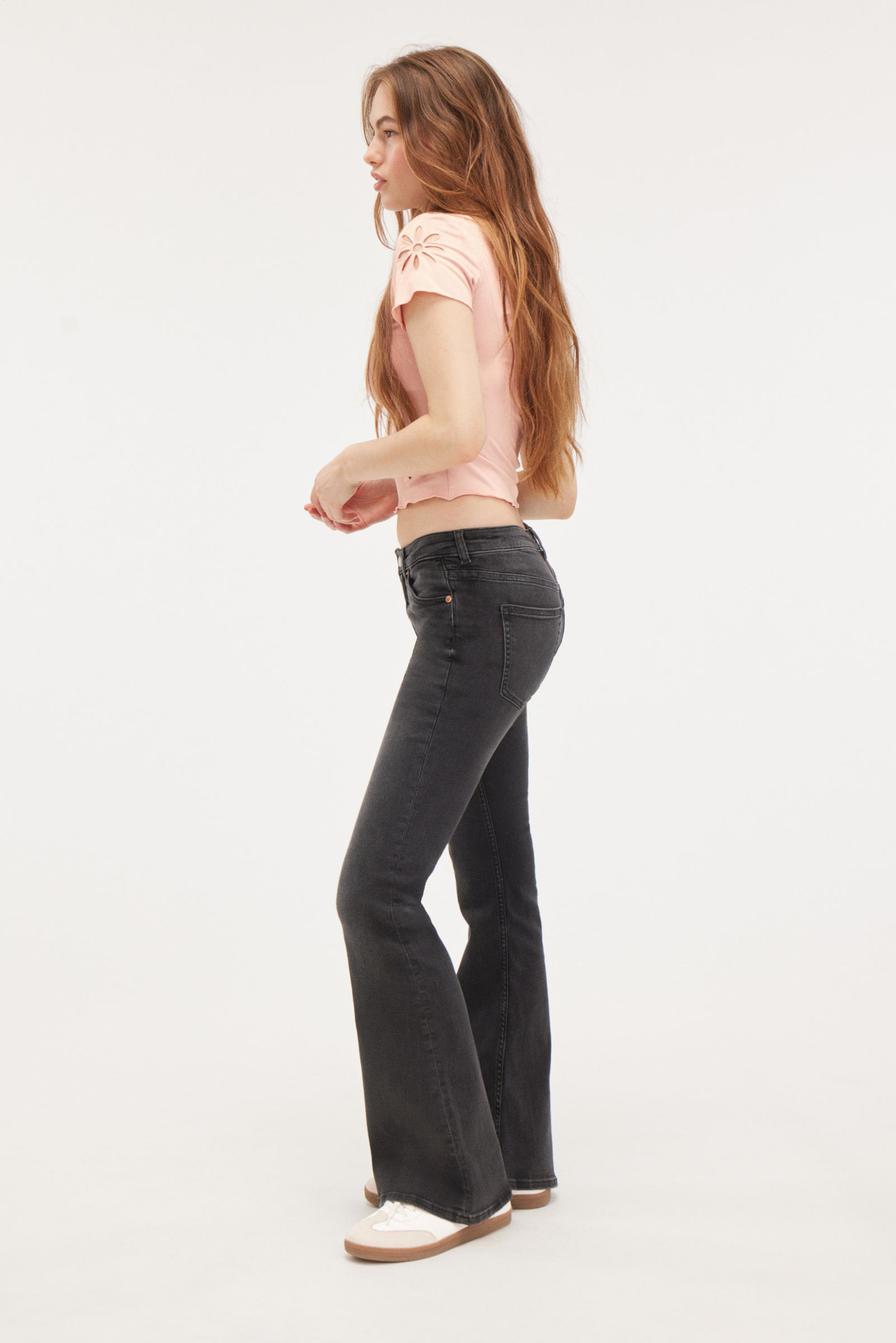 Washed Black - Katsumi Low Waist Flared Jeans - 2