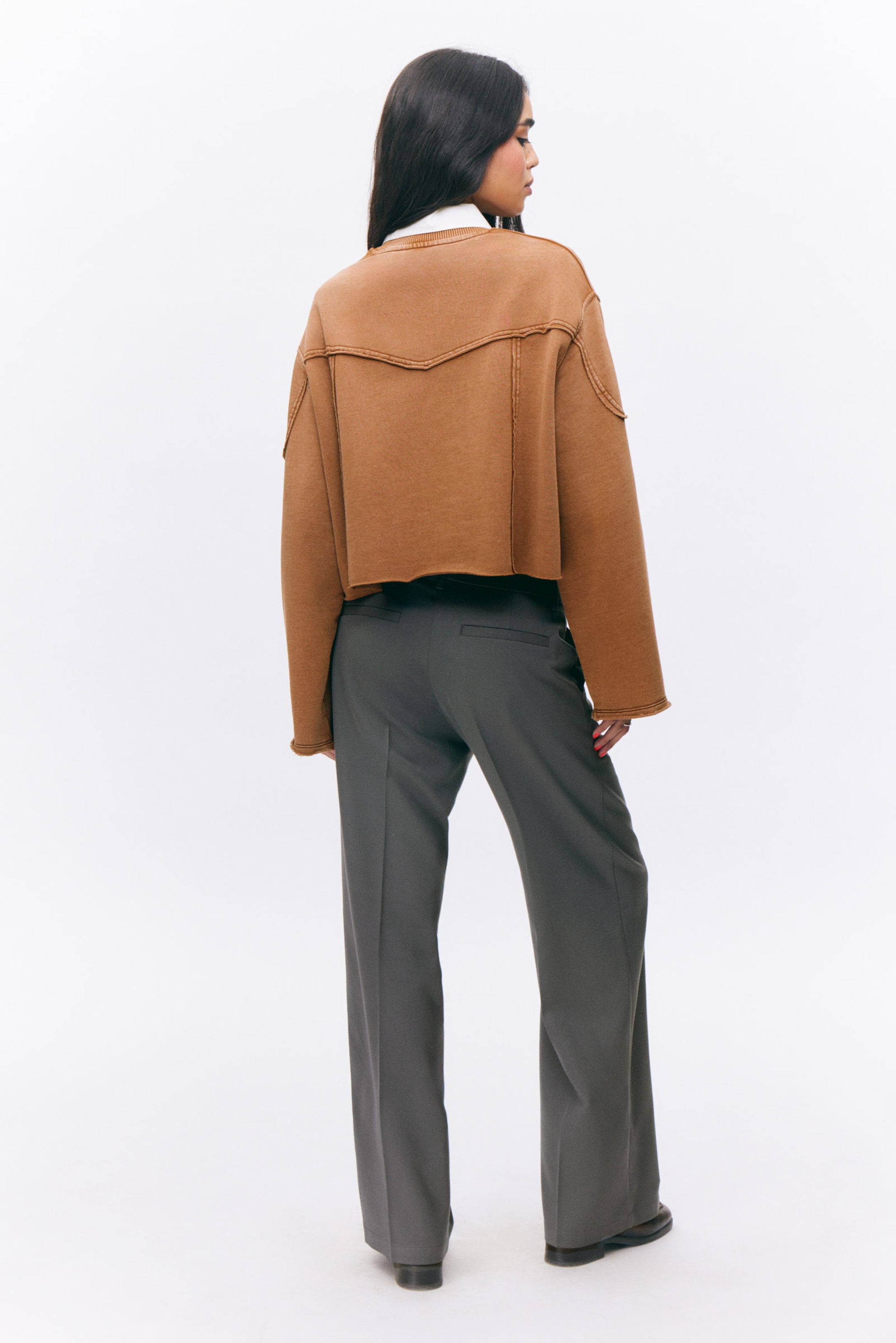 Dark Grey - Low Waisted Pleated Suiting Trousers - 2