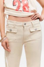 Light Beige - Low Waisted Bootcut Twill Trousers - 1