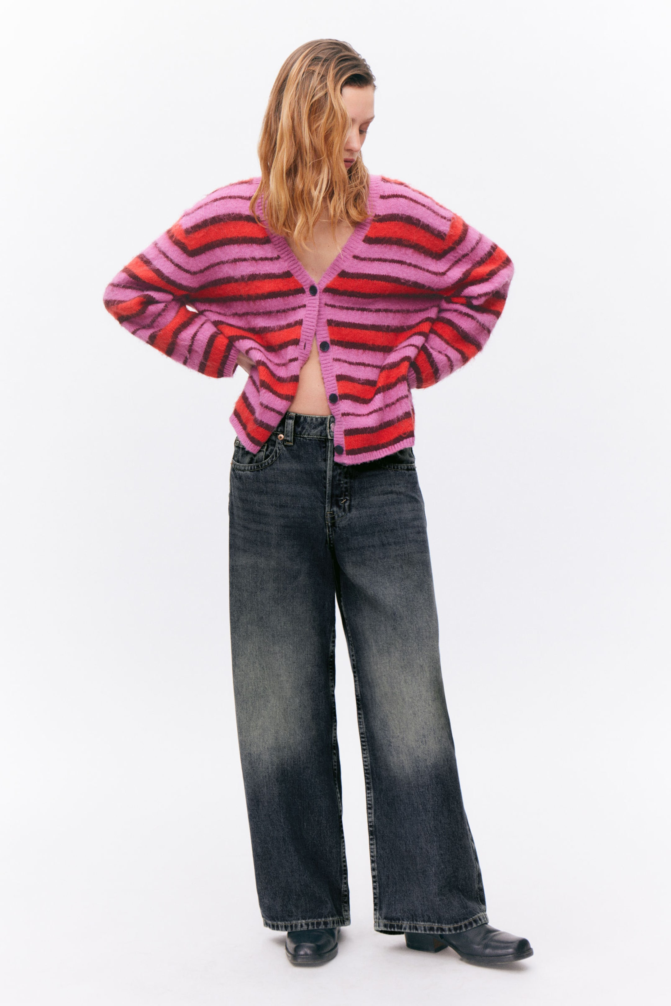 #A96BA3 - Fluffy knit cardigan - 2