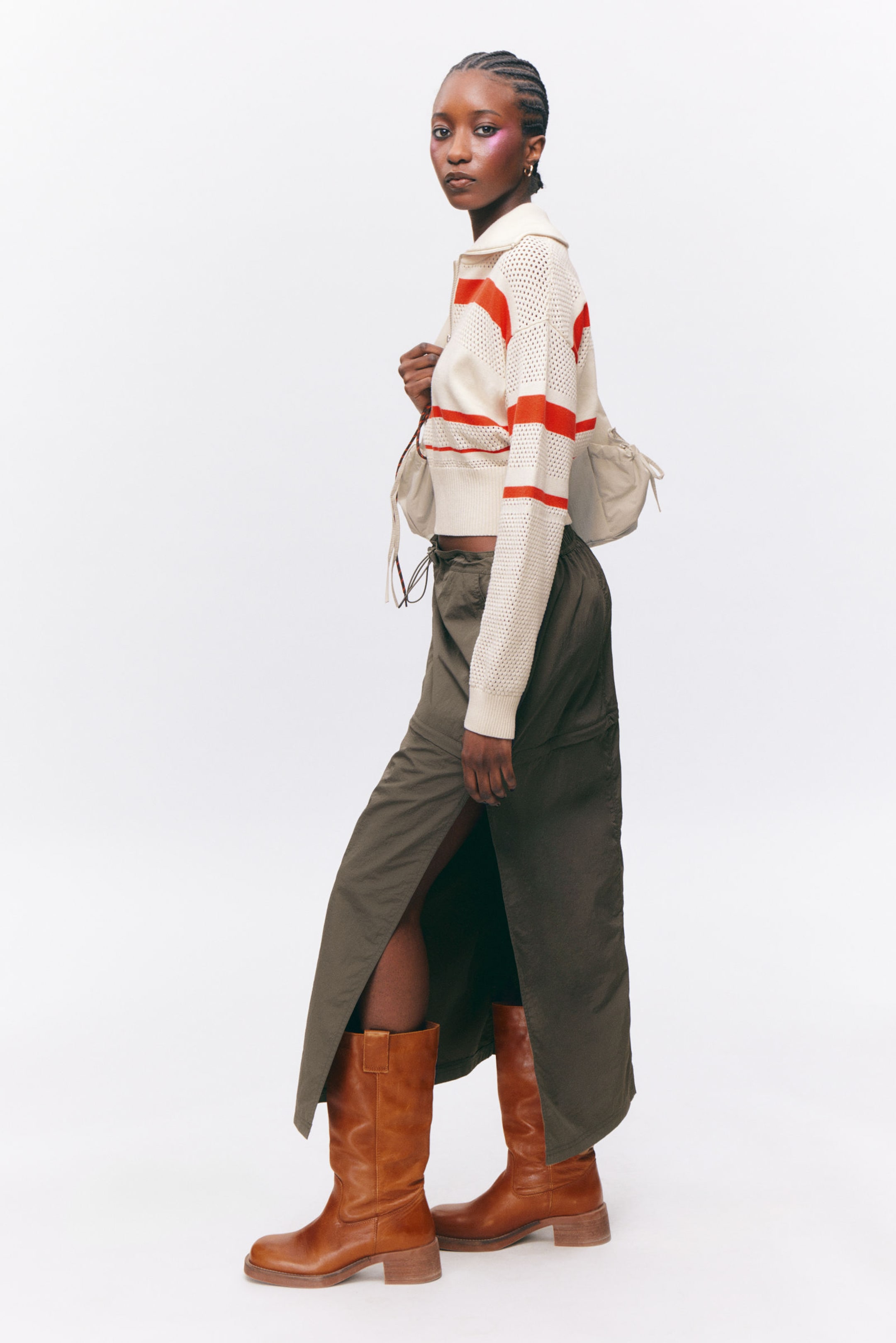 Dark Grey - Convertible Nylon Cargo Skirt - 2