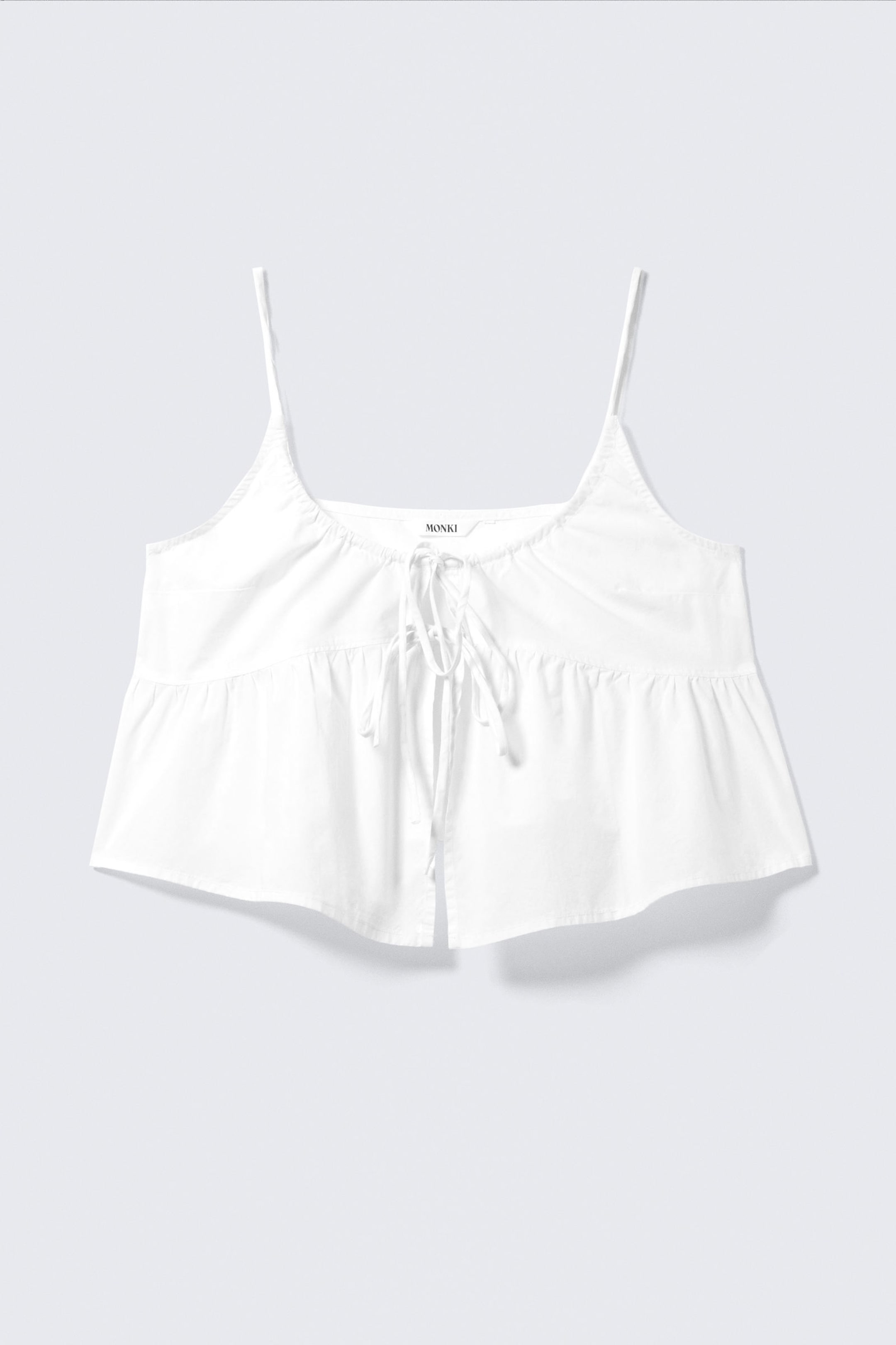 White - Cotton Poplin Tie-Front Pyjama Top - 3