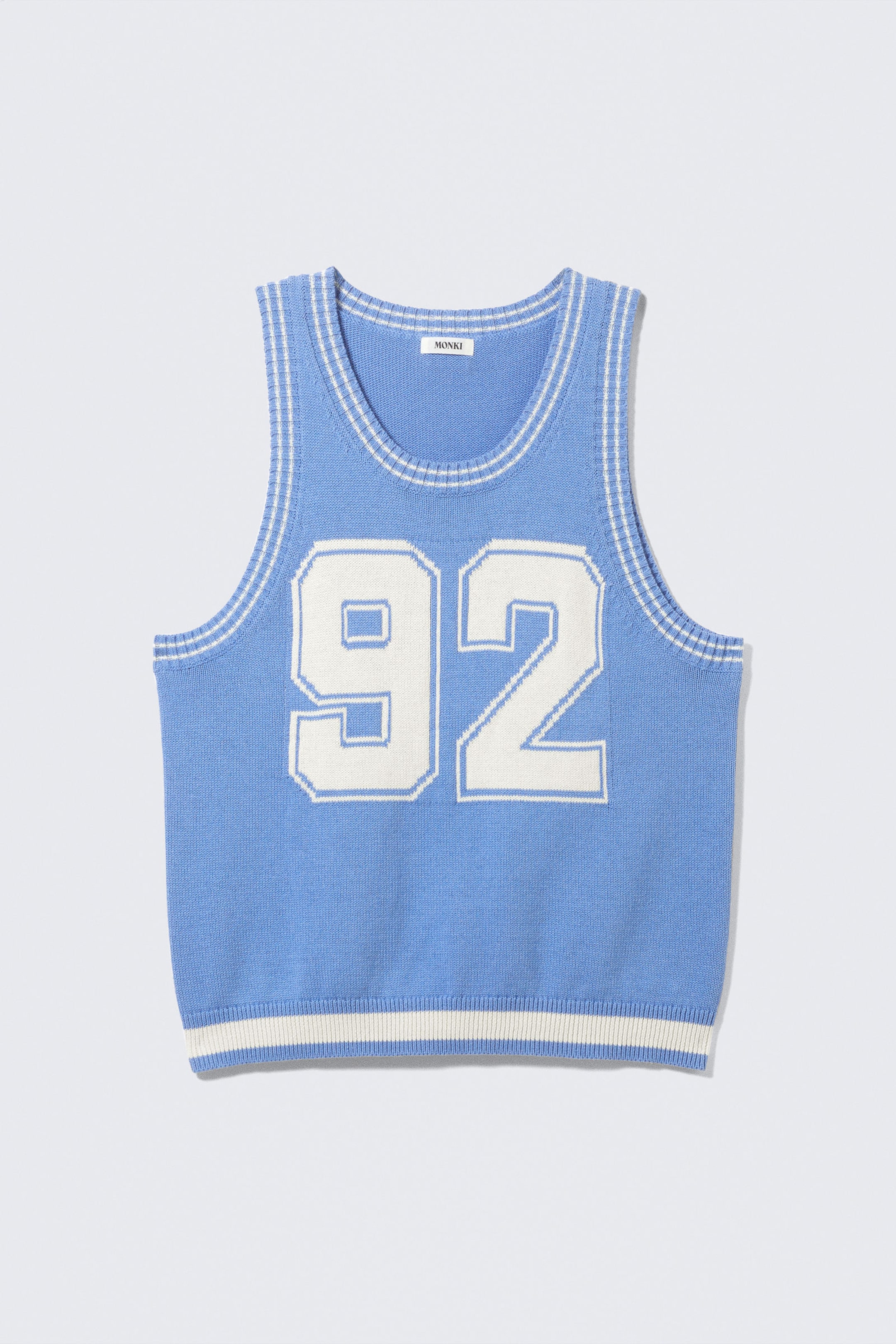 Light Blue & White - 92 - Varsity Knitted Tank Top - 3