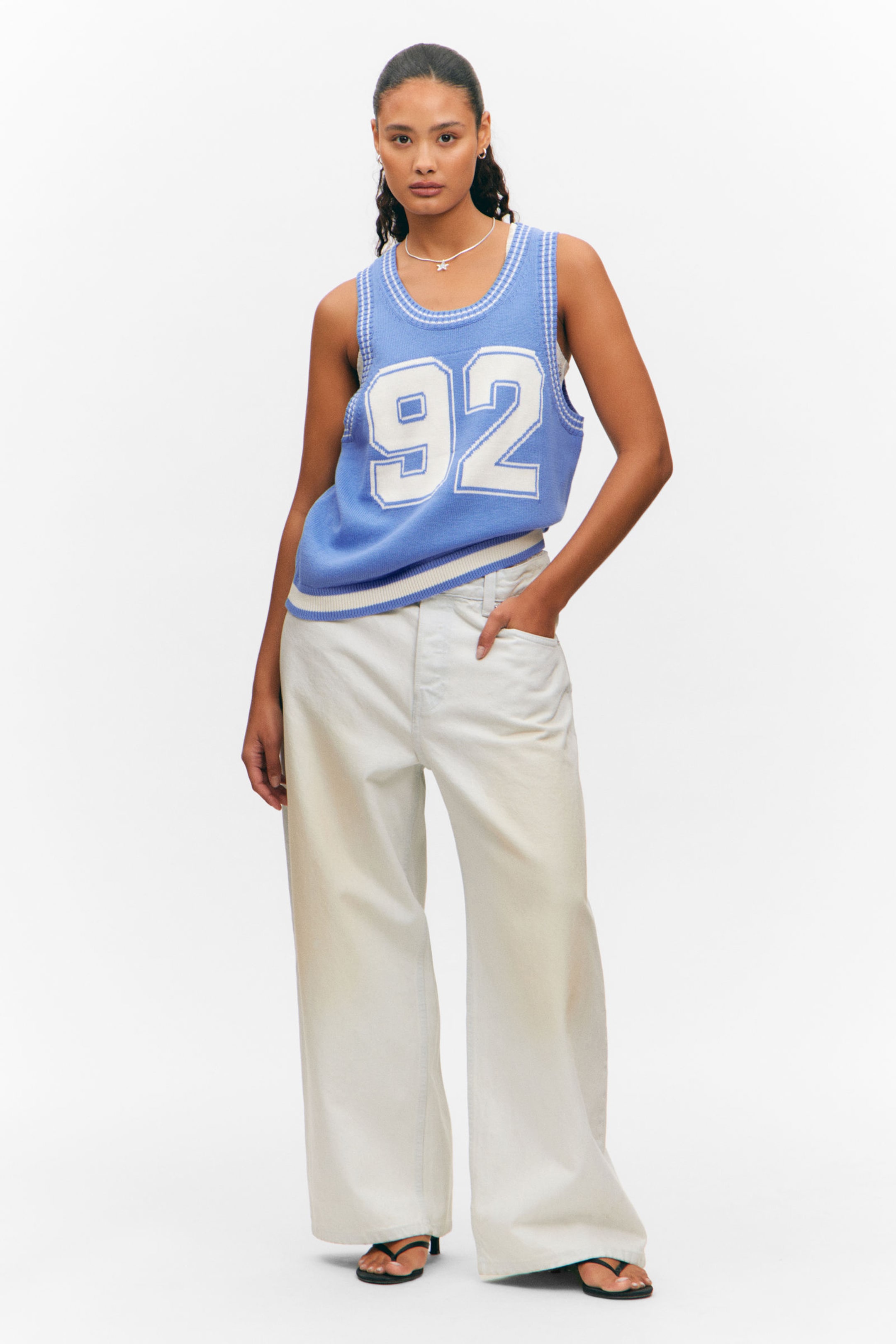 #7C91CB - Varsity Knitted Tank Top - 1