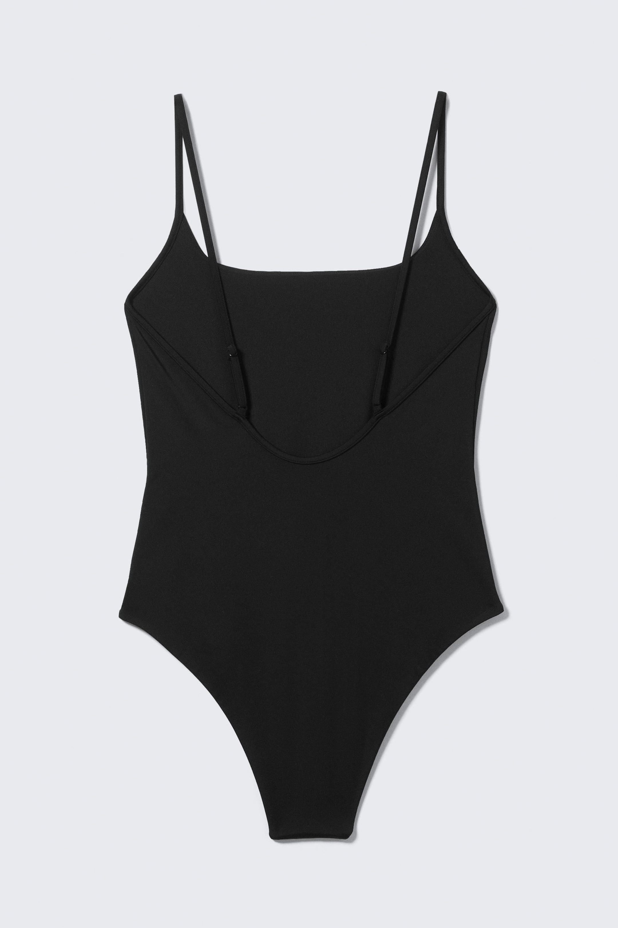 Black - Low Back Scoop Neck Swimsuit - 4
