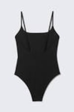 Black - Low Back Scoop Neck Swimsuit - 4