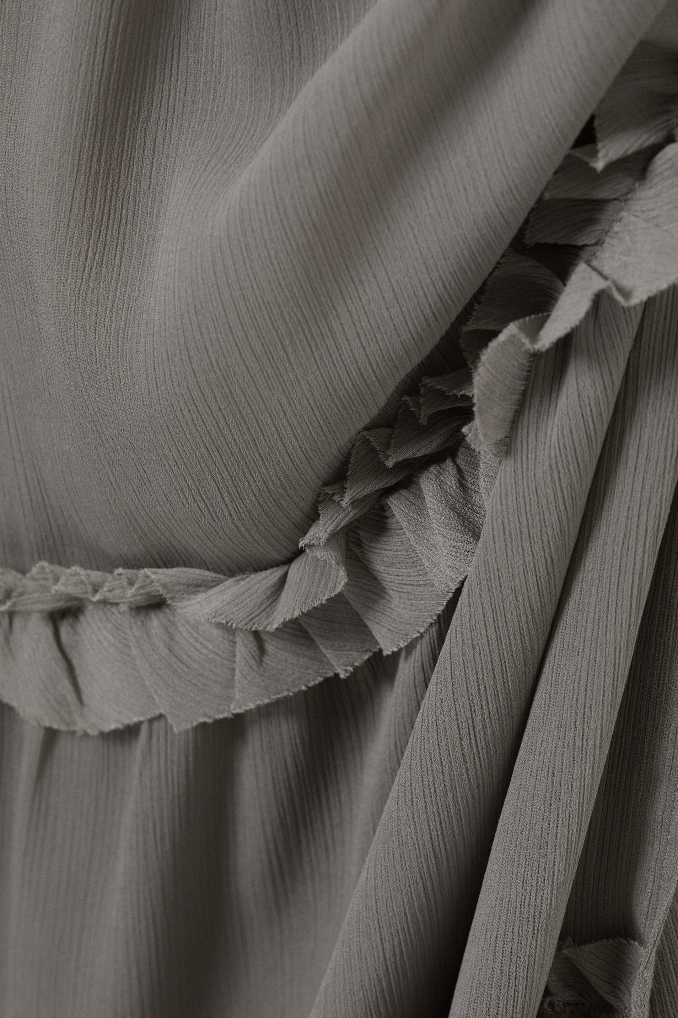 Dusty Grey - Tiered Frilled Maxi Skirt - 4
