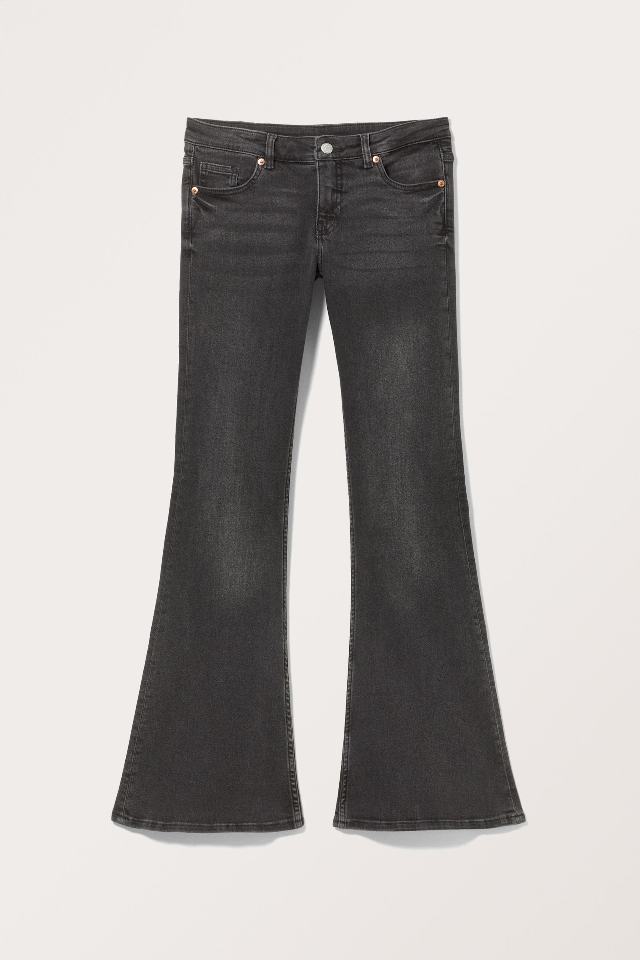 Washed Black - Katsumi Low Waist Flared Jeans - 5
