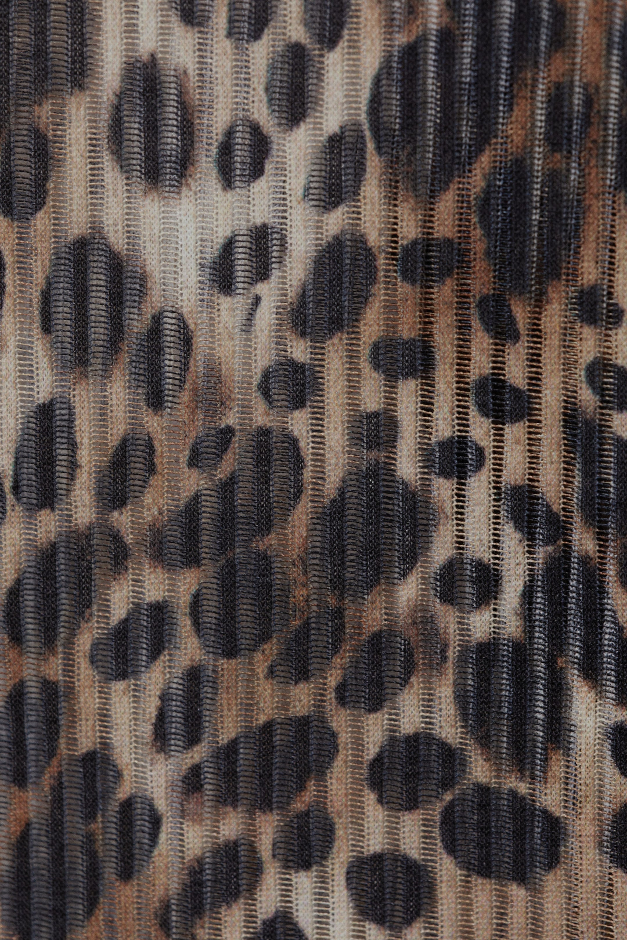 Leopard-print - Long-Sleeved Printed Mesh Top - 4