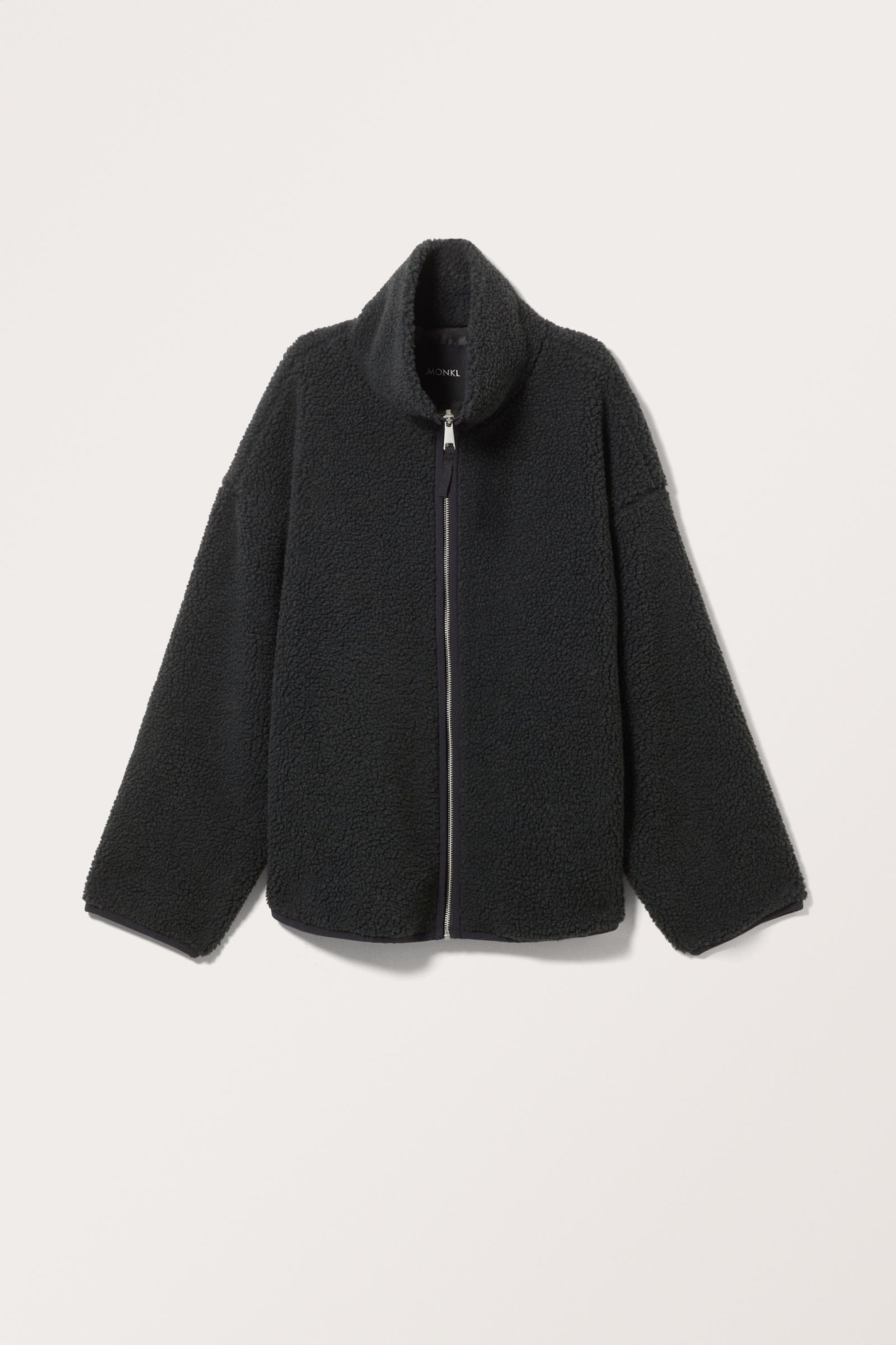 Black - Loose Fleece Zip Jacket - 3