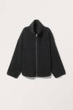 Black - Loose Fleece Zip Jacket - 3