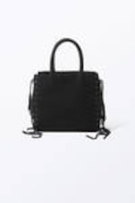 Black - Lacing Cotton Handbag - 2