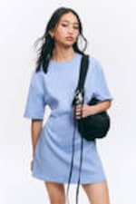 Blue - Structured Mini T-shirt Dress - 2