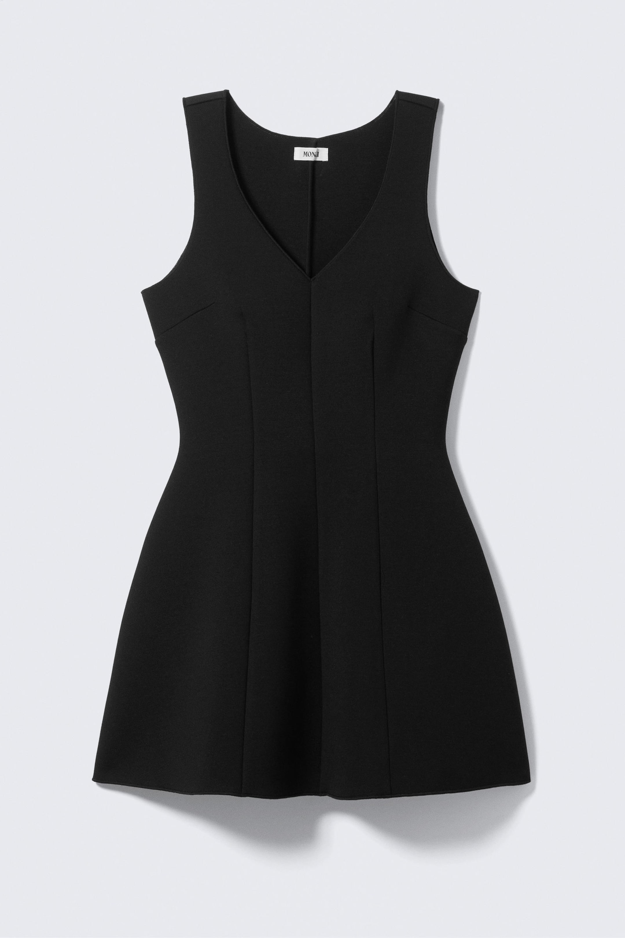 Black - V-Neck Fit-and-Flare Tank Dress - 4