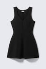 Black - V-Neck Fit-and-Flare Tank Dress - 4