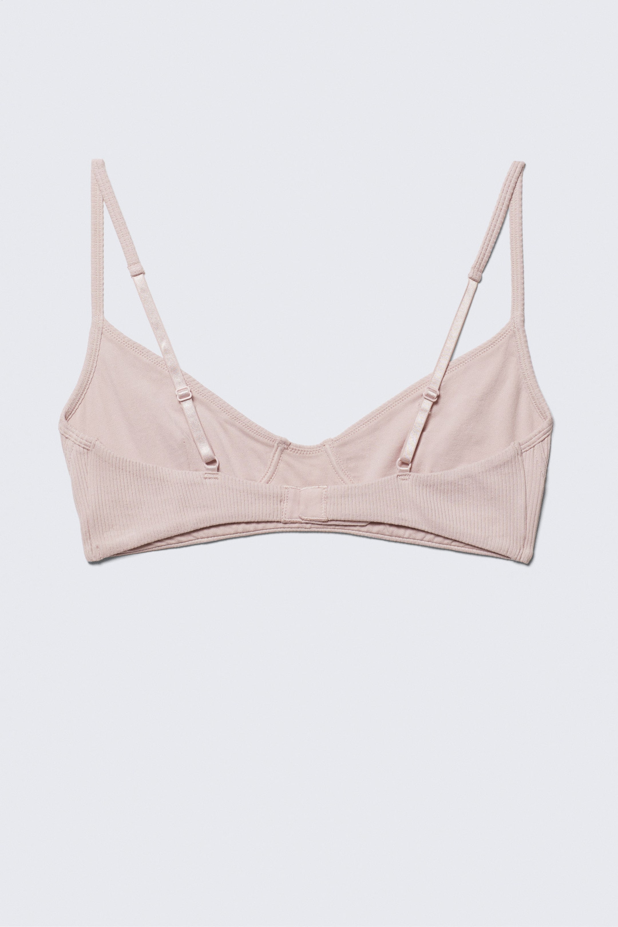 #C5B5B5 - Ribbed V-neck Cotton Bra - 2