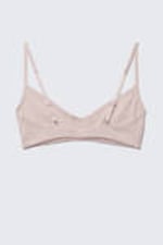 Light Pink - Ribbed V-neck Cotton Bra - 1