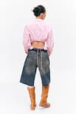 Striped Pink - Cropped Open Back Shirt - 3