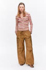 Washed Brown - Relaxed Cotton Cargo Trousers - 0