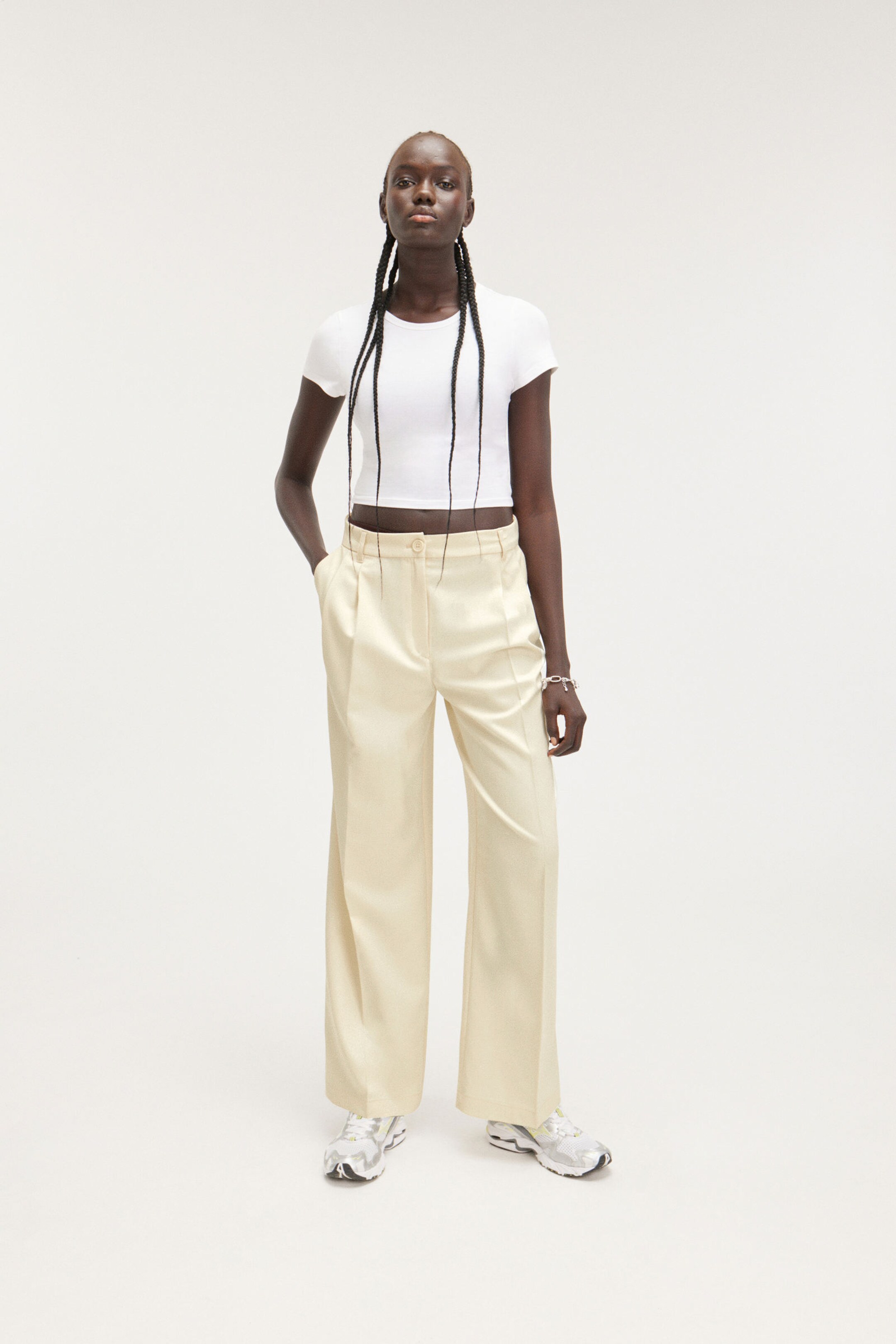 Light Dusty Beige - Wide Leg Trousers - 0
