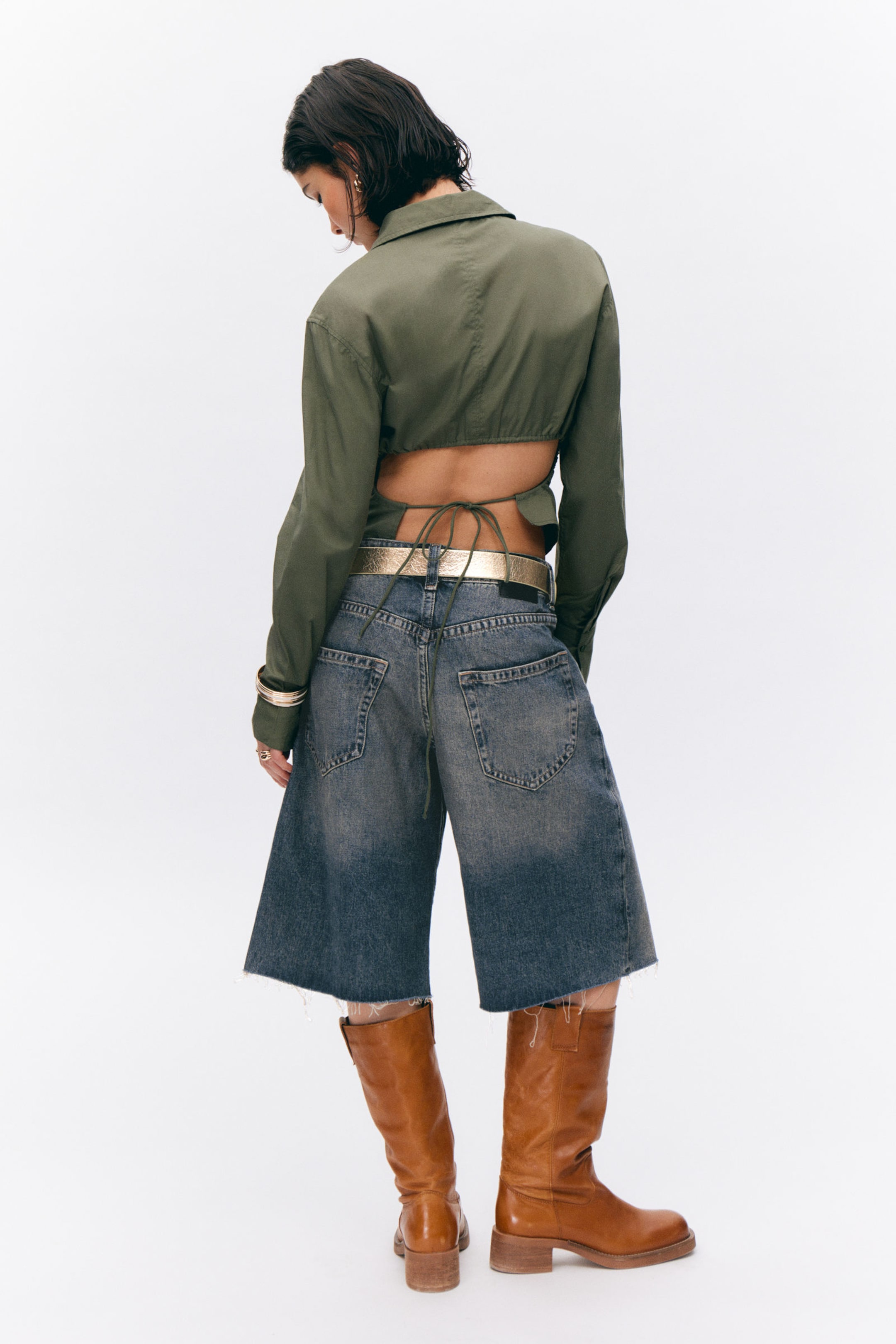 Desert Blue - Peggy Low Waist Loose Baggy Leg Denim Shorts - 2