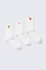 White - Embroidered Mix - 3-pack Embroidered Socks - 0