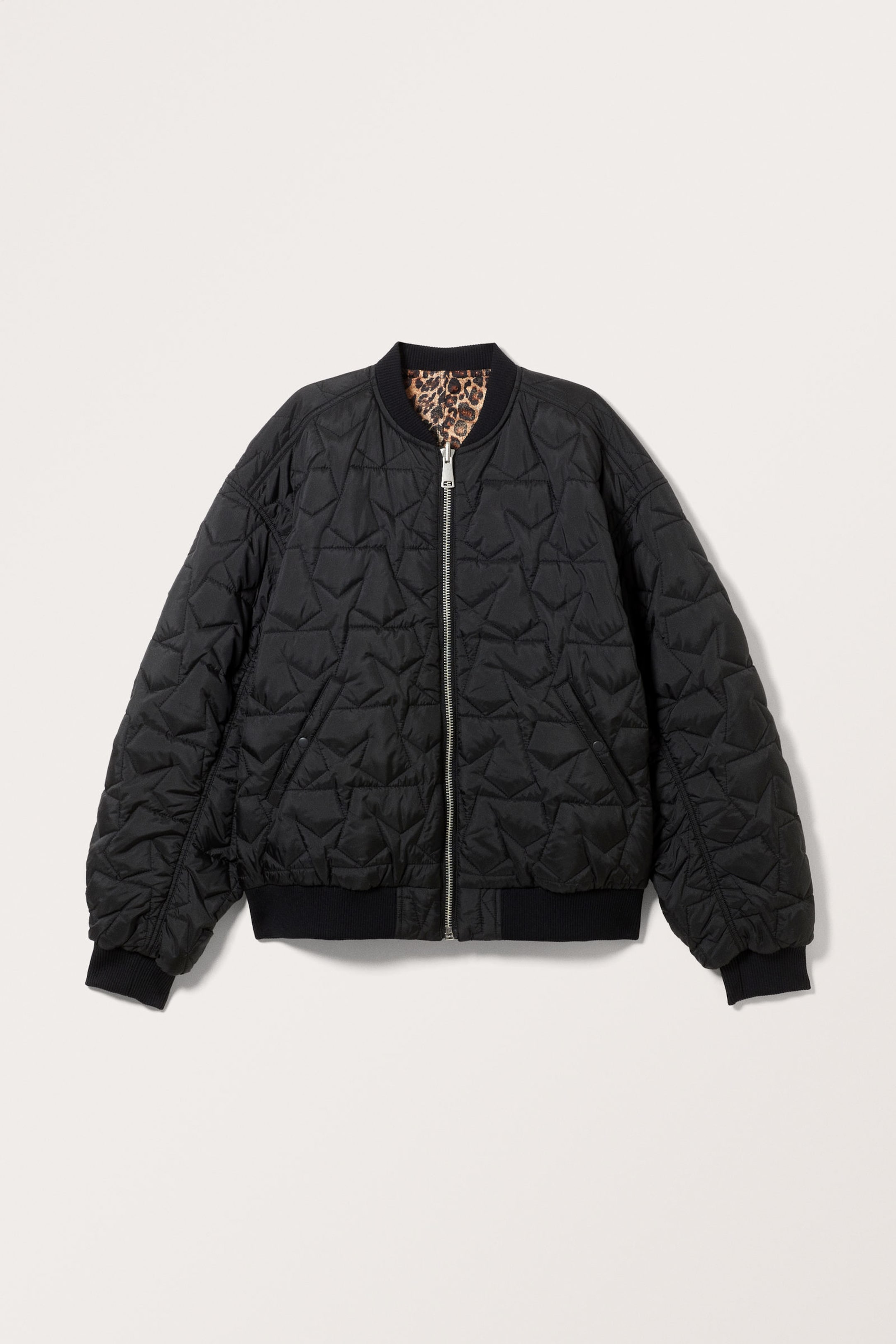 Leopard/Black - Loose Reversible Bomber Jacket - 6