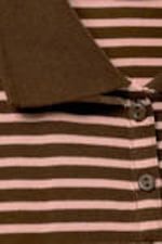 Dark Brown & Pink Stripes - Long-Sleeved Polo Top - 4